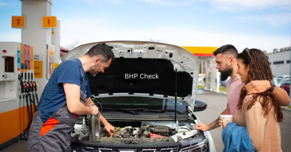 A car strapped to a dynamometer undergoing a BHP check.